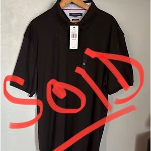 NWT Tommy Hilfiger Collared 2 button Short Sleeve Shirt Blk Size XL
